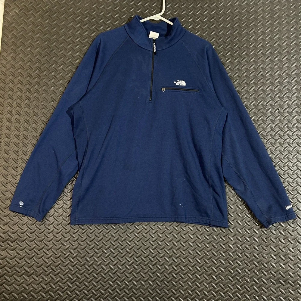 The North Face Navy Blue Fleece 1/4 Zip Pullover Long Sleeve Sweater Men's XL